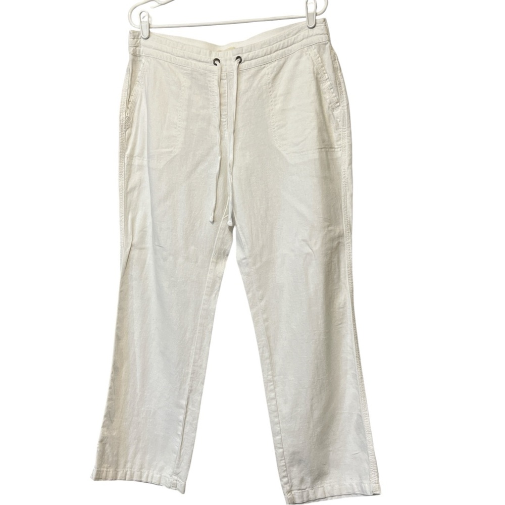 Per Se Linen Blend, Elastic Drawstring Waist, Color White, Size Large‎ - Picture 3 of 9